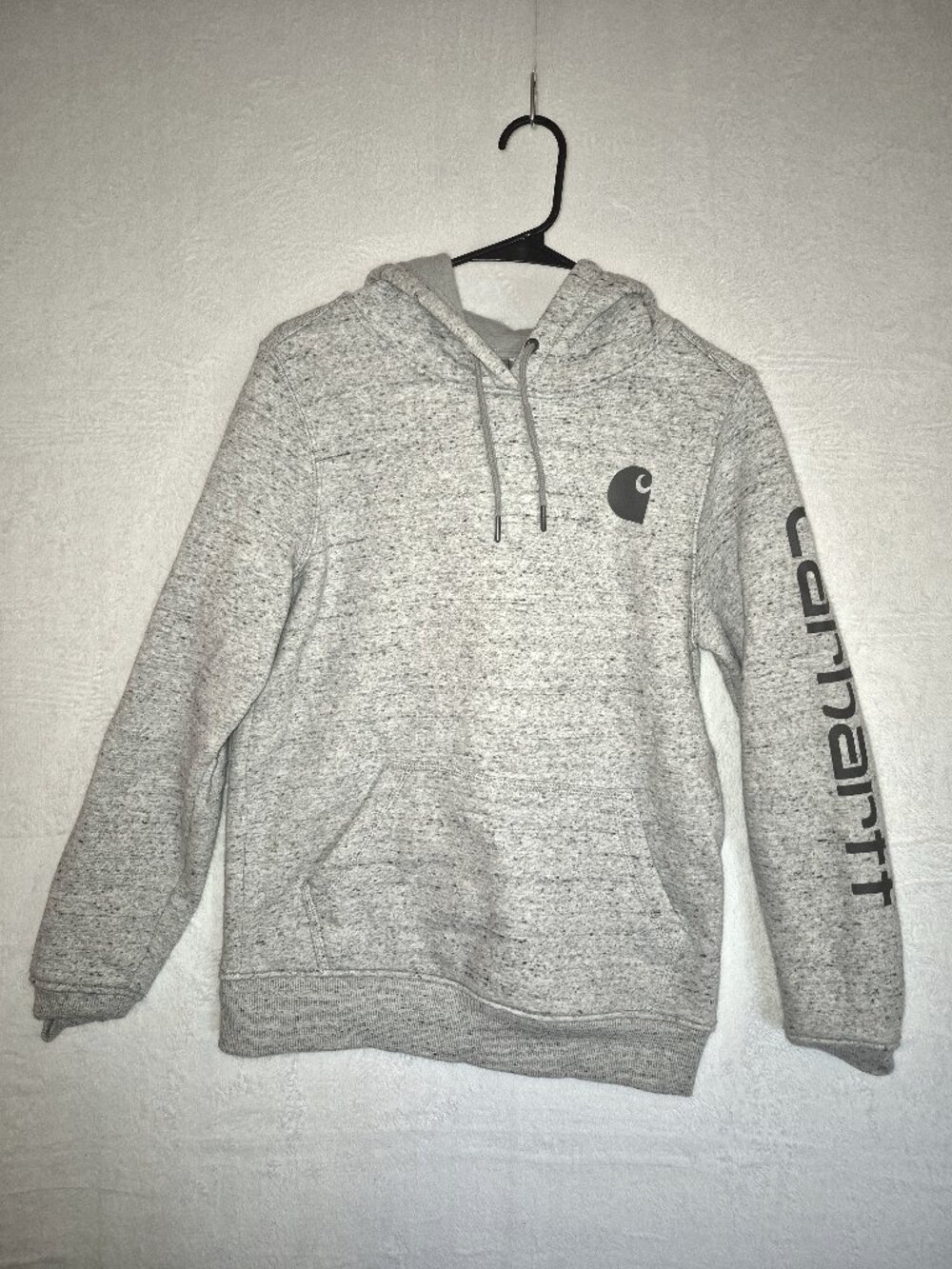 Carhartt Women's Gray Sleeve Logo Hoodie S Cozy Outdoor Gorpcore Workwear Style